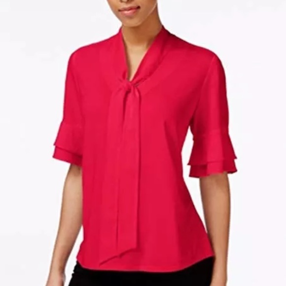 NY Collection Tops - 🎉 Layered Flare Sleeve Bow Tie Top MedIum NWT